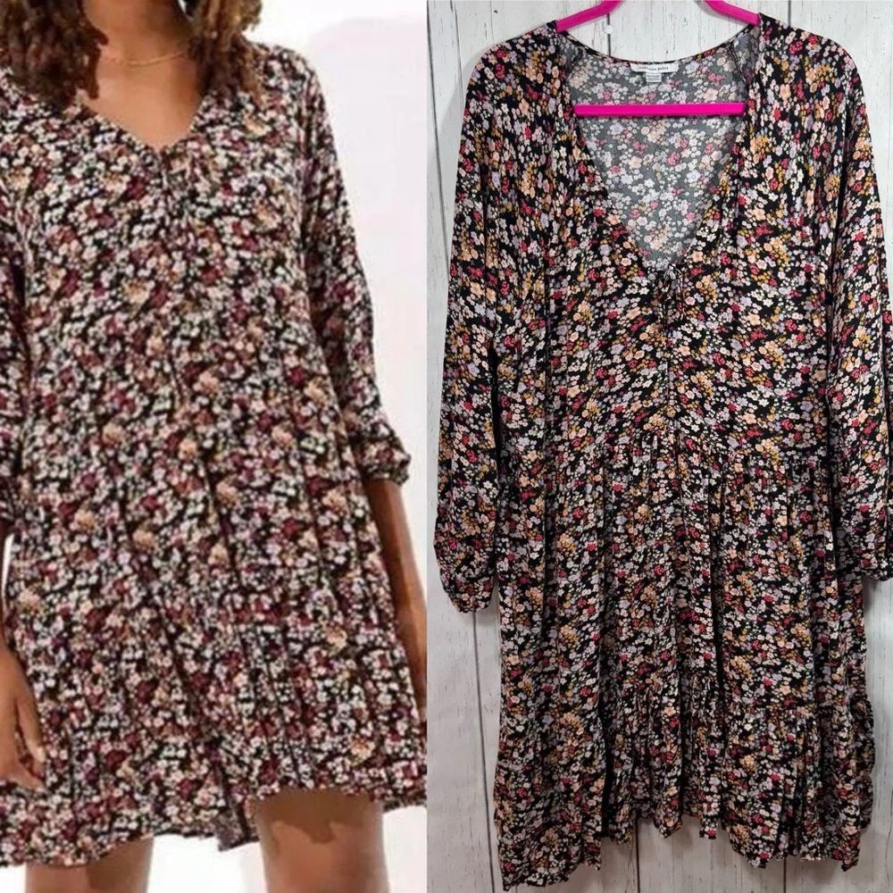 American Eagle Floral Babydoll Mini Dress XXL Cottagecore Boho Romantic Prairie